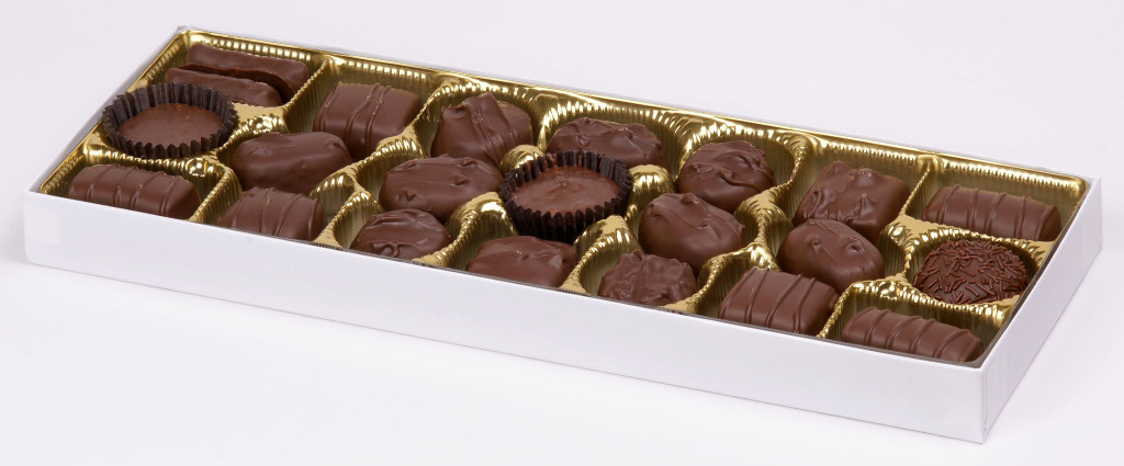 A chocolate assortment in a vacuformed tray by Evan-Amos